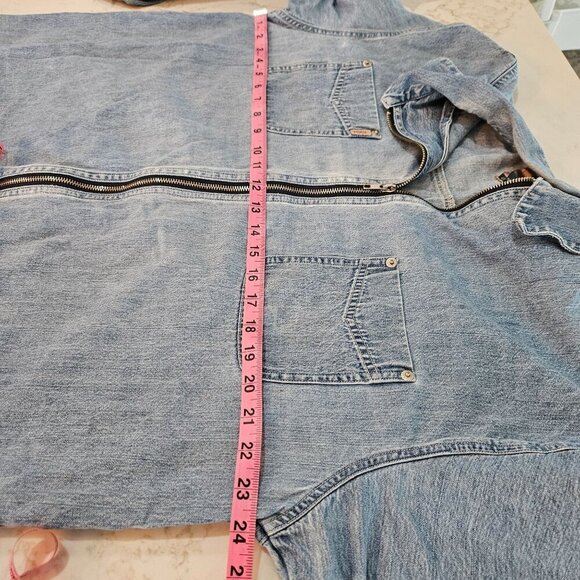 Vintage Rare Express Light Wash Denim Zip-Up Shacket Large 90's Grunge Lagenlook - Picture 10 of 11